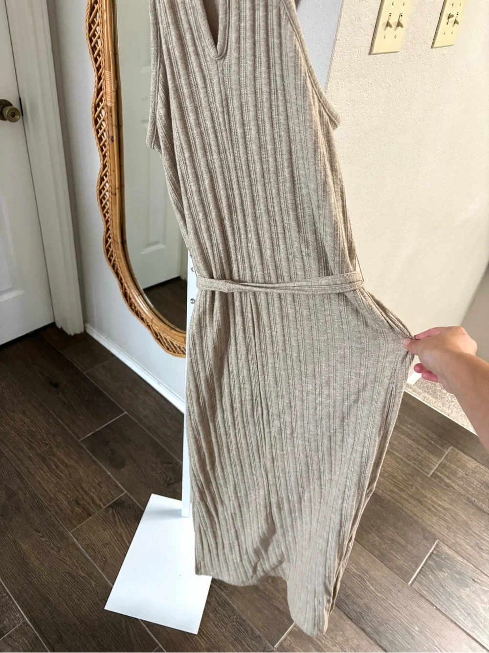 Anthropologie / NWT Amadi Caroline Knit Halter Maxi Dress In Oatmeal